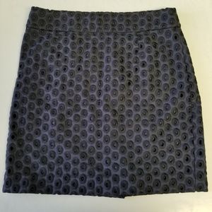 J. Crew Navy Eyelet Dots Cotton Skirt A109